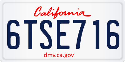 CA license plate 6TSE716
