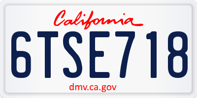 CA license plate 6TSE718
