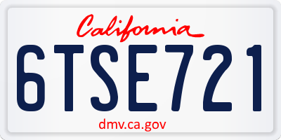 CA license plate 6TSE721