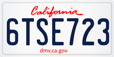 CA license plate 6TSE723