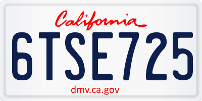 CA license plate 6TSE725