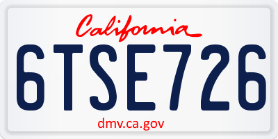 CA license plate 6TSE726