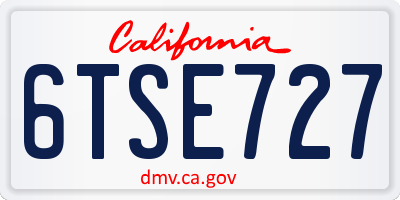 CA license plate 6TSE727