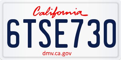 CA license plate 6TSE730