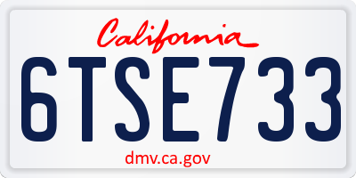 CA license plate 6TSE733