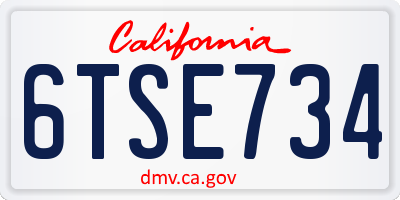 CA license plate 6TSE734