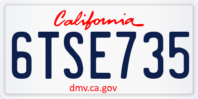 CA license plate 6TSE735