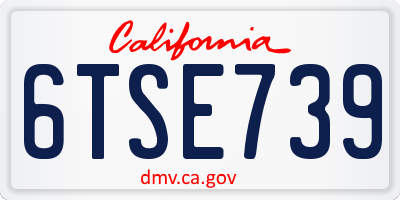 CA license plate 6TSE739