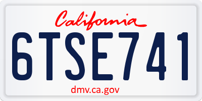 CA license plate 6TSE741
