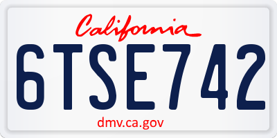 CA license plate 6TSE742