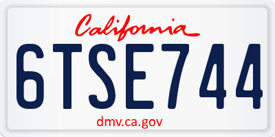 CA license plate 6TSE744