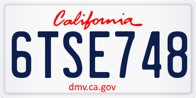 CA license plate 6TSE748