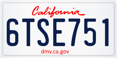 CA license plate 6TSE751