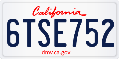 CA license plate 6TSE752