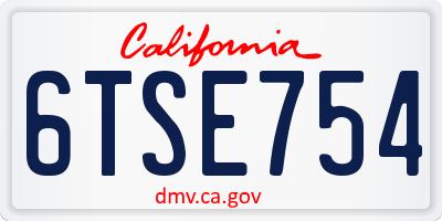 CA license plate 6TSE754