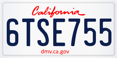 CA license plate 6TSE755