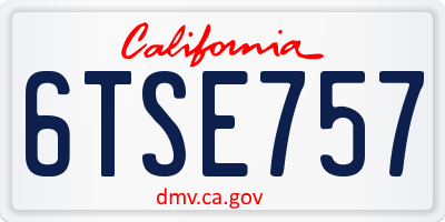 CA license plate 6TSE757