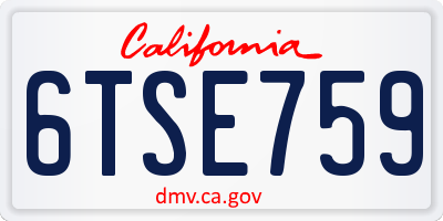 CA license plate 6TSE759