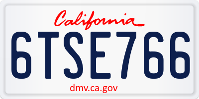 CA license plate 6TSE766