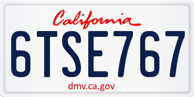 CA license plate 6TSE767