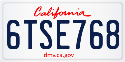 CA license plate 6TSE768