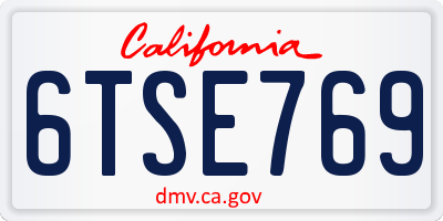 CA license plate 6TSE769