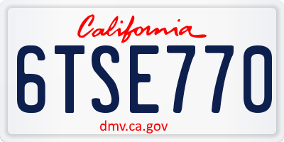 CA license plate 6TSE770