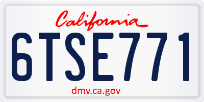 CA license plate 6TSE771
