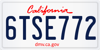 CA license plate 6TSE772