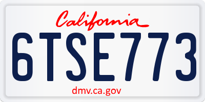 CA license plate 6TSE773