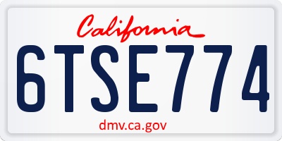 CA license plate 6TSE774