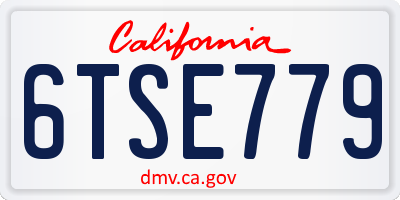 CA license plate 6TSE779