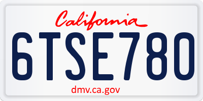 CA license plate 6TSE780