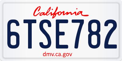 CA license plate 6TSE782