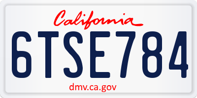CA license plate 6TSE784