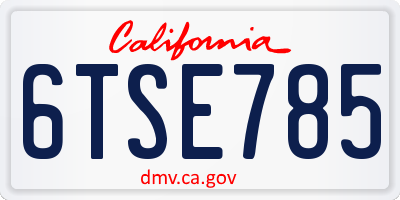 CA license plate 6TSE785