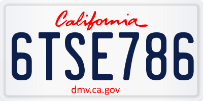 CA license plate 6TSE786
