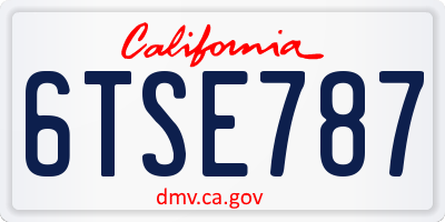 CA license plate 6TSE787