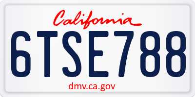 CA license plate 6TSE788