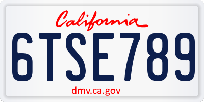 CA license plate 6TSE789