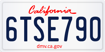 CA license plate 6TSE790