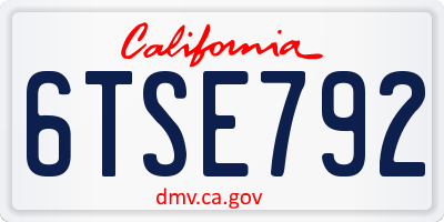 CA license plate 6TSE792