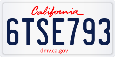 CA license plate 6TSE793