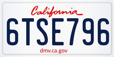 CA license plate 6TSE796