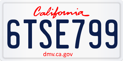 CA license plate 6TSE799