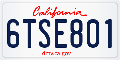 CA license plate 6TSE801