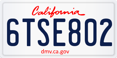 CA license plate 6TSE802