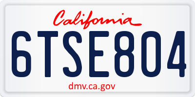 CA license plate 6TSE804