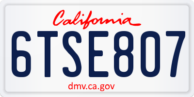 CA license plate 6TSE807