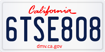 CA license plate 6TSE808